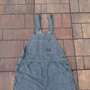 Vintage 1970s OshKosh B'Gosh Hickory Stripe Overalls 38x30 Vestbak USA